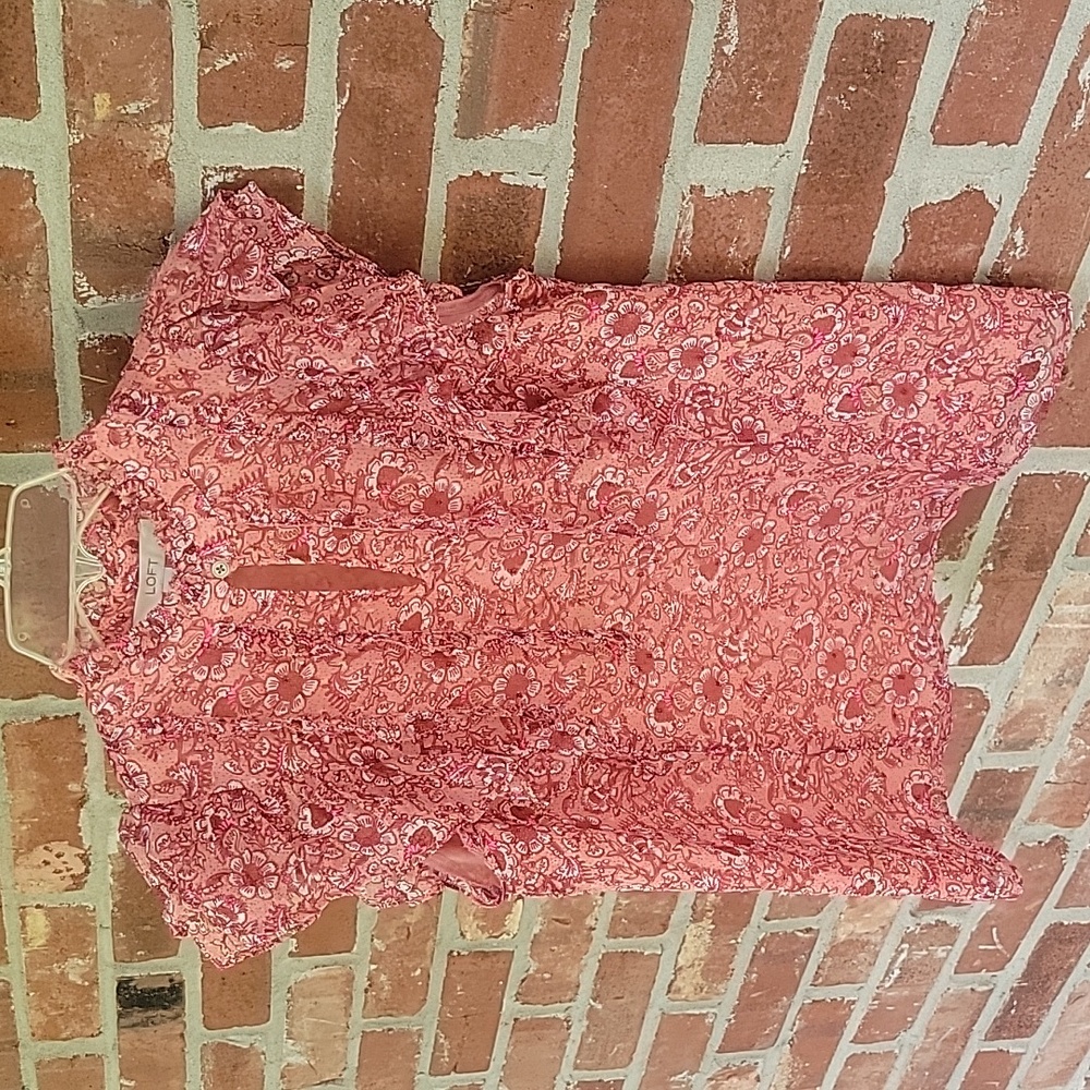 Loft Floral Flutter Sleeve Top